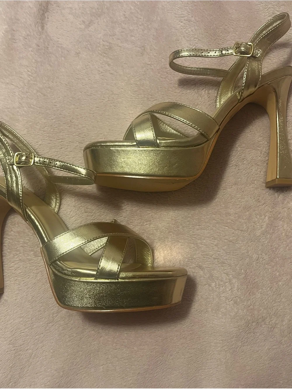 Amazon Metallic Gold Platform Strappy Heeled Sandals